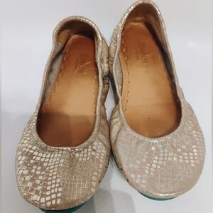 Tieks Women’s Beige Snake-Print Ballet Flats